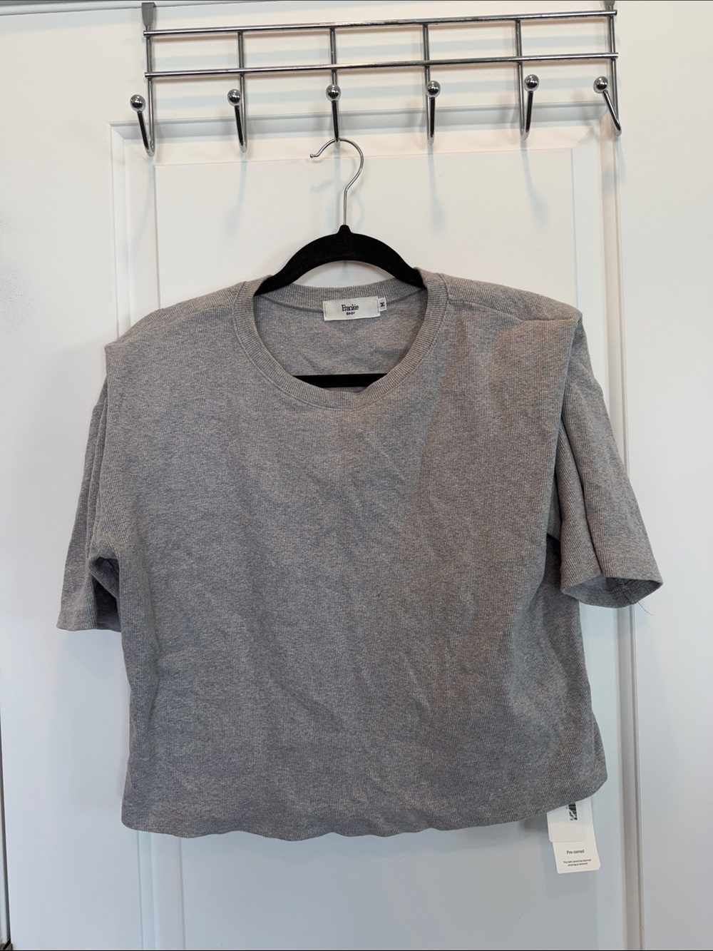 THE FRANKIE SHOP Women's Crew Neck Short Sleeve Top Size M In Grey